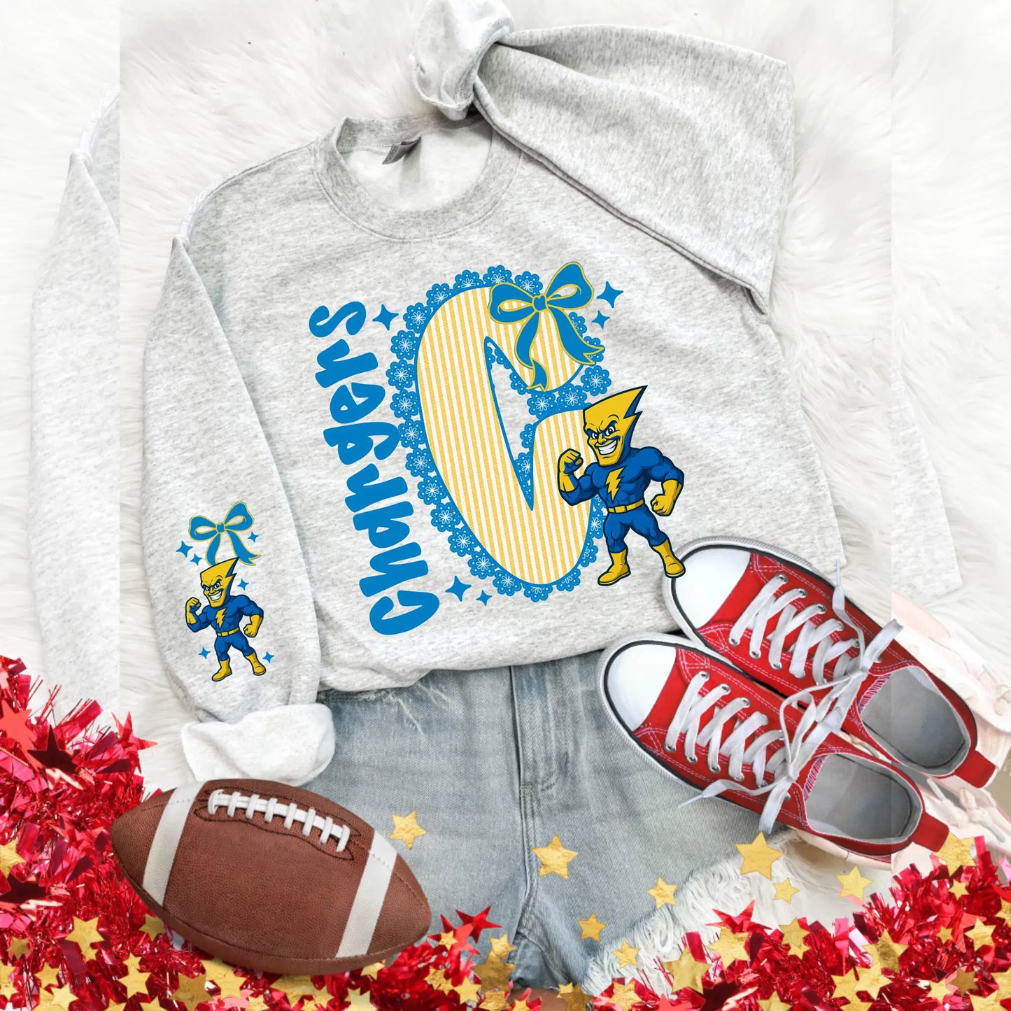Chargers Football Seersucker Sweatshirt: Game Day Pullover by Becca's Banging Designs