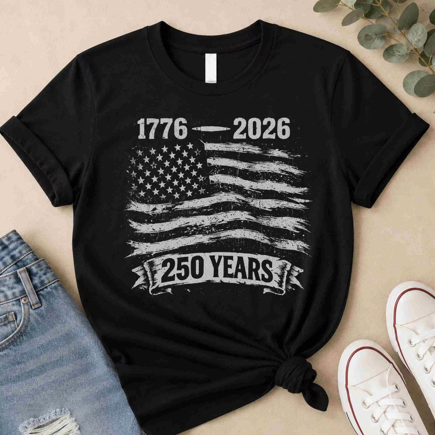 Distressed American Flag 1776-2026 Shirt