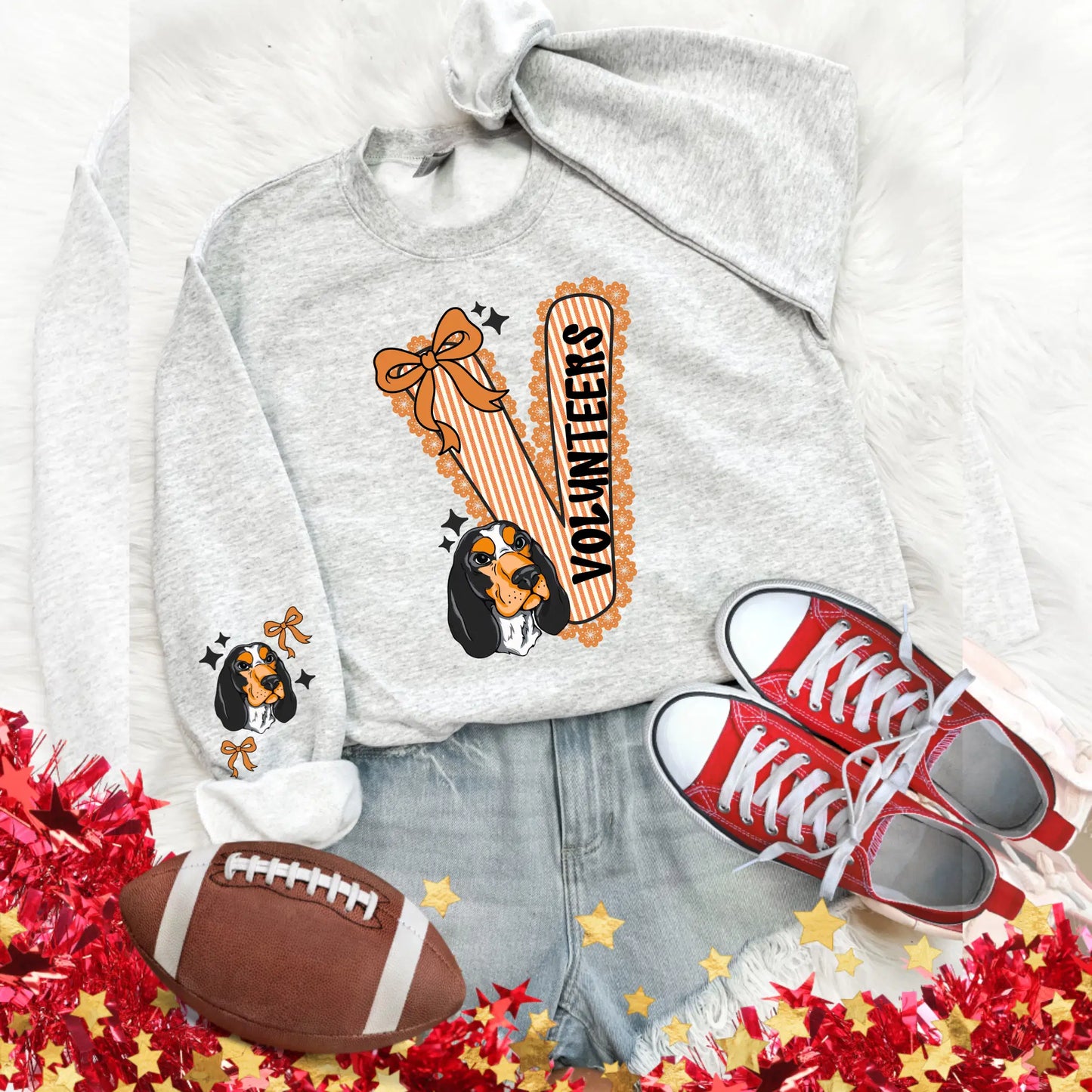 Tennessee Vols Seersucker Sweatshirt - College Game Day Crewneck - Spirit Wear - Becca's Banging Designs