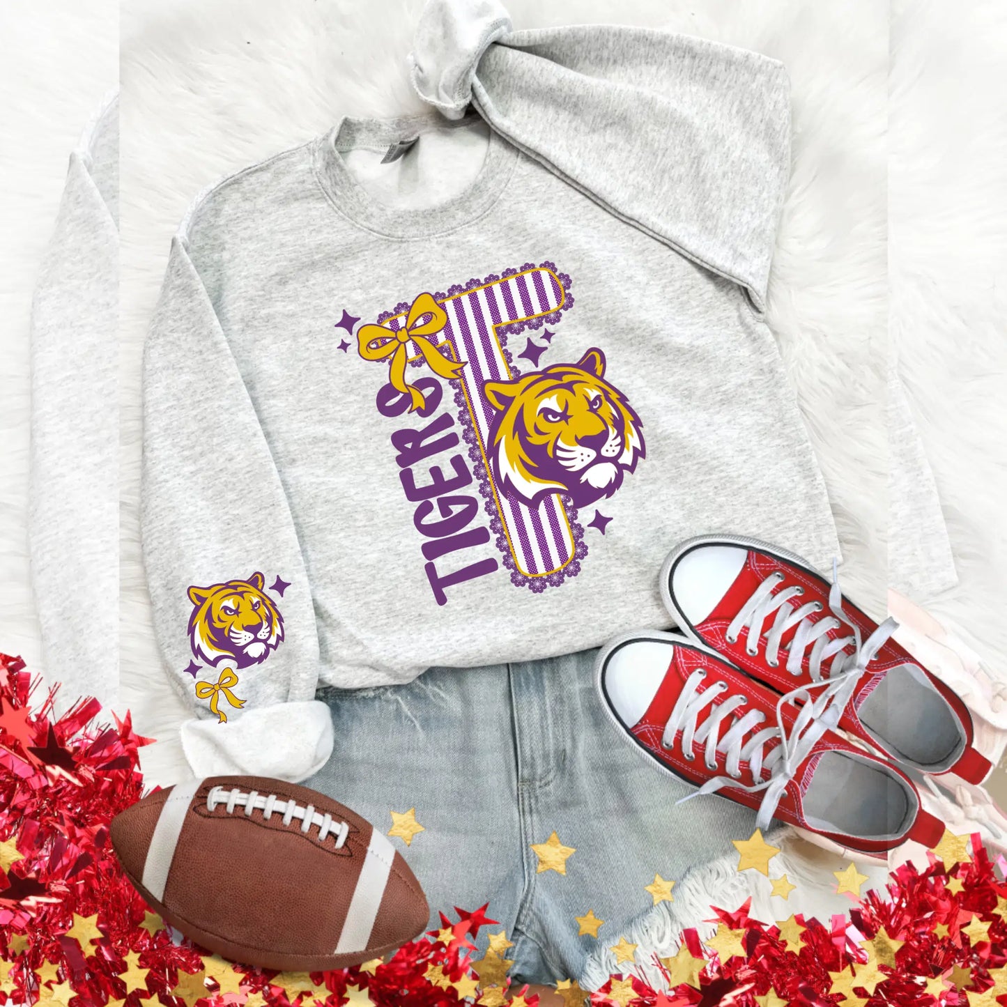 Tigers Spirit Purple Gold Sweatshirt Game Day Crewneck - Becca's Banging Designs
