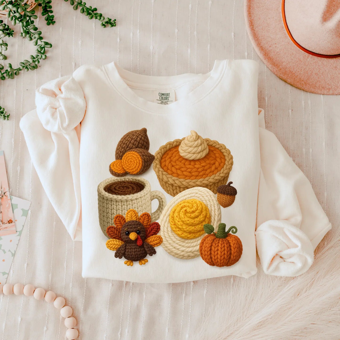 Thanksgiving Sweatshirt: Pumpkin Pie, Turkey Knit Design - Fall Apparel for Women & Girls by Becca's Banging Designs