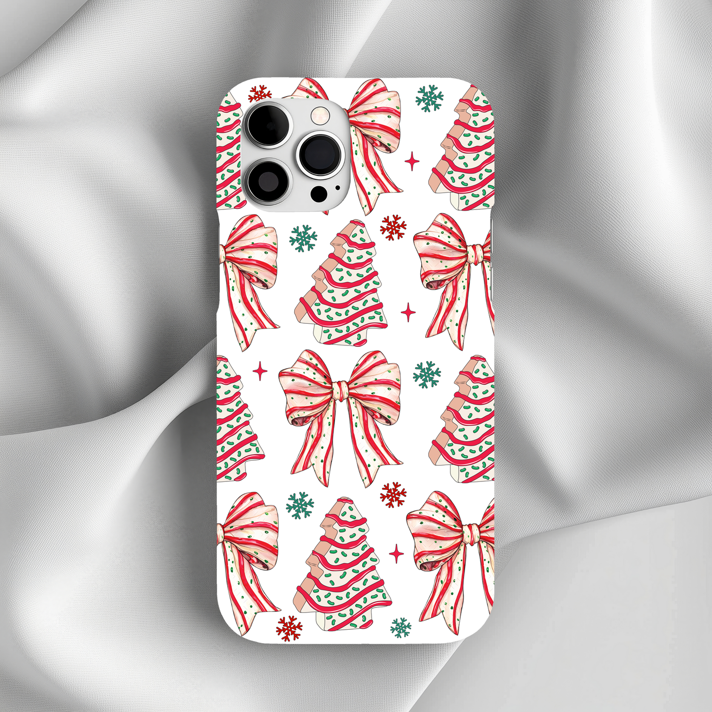 *Pre-Order* Holiday Bow & Tree Print Phone Case – Christmas Phone Case