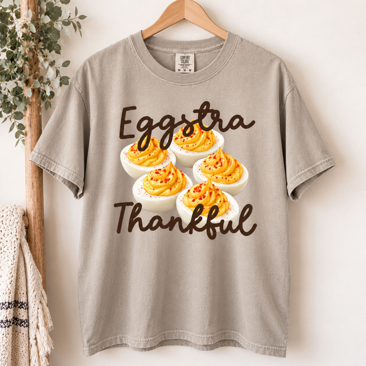 Eggstra Thankful Deviled Eggs Thanksgiving Graphic Tee