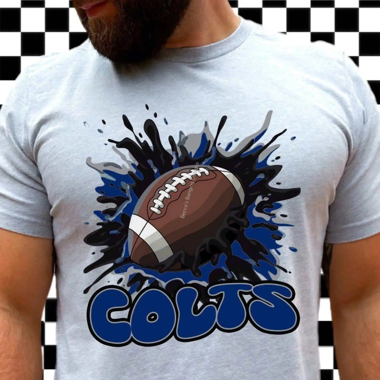 T-Shirt Colts T-Shirt | Blue & Black Football Splash Graphic Tee | NFL Fan Gear