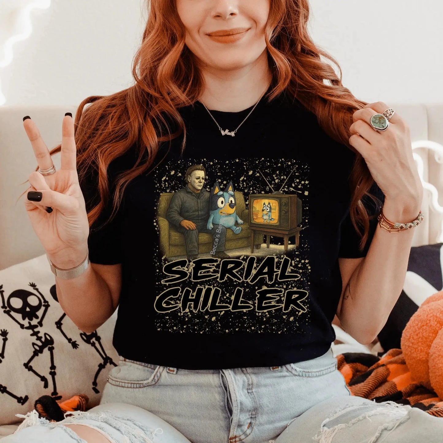 T-Shirt Serial Chiller Halloween T-Shirt | Funny Horror Graphic Tee for Halloween
