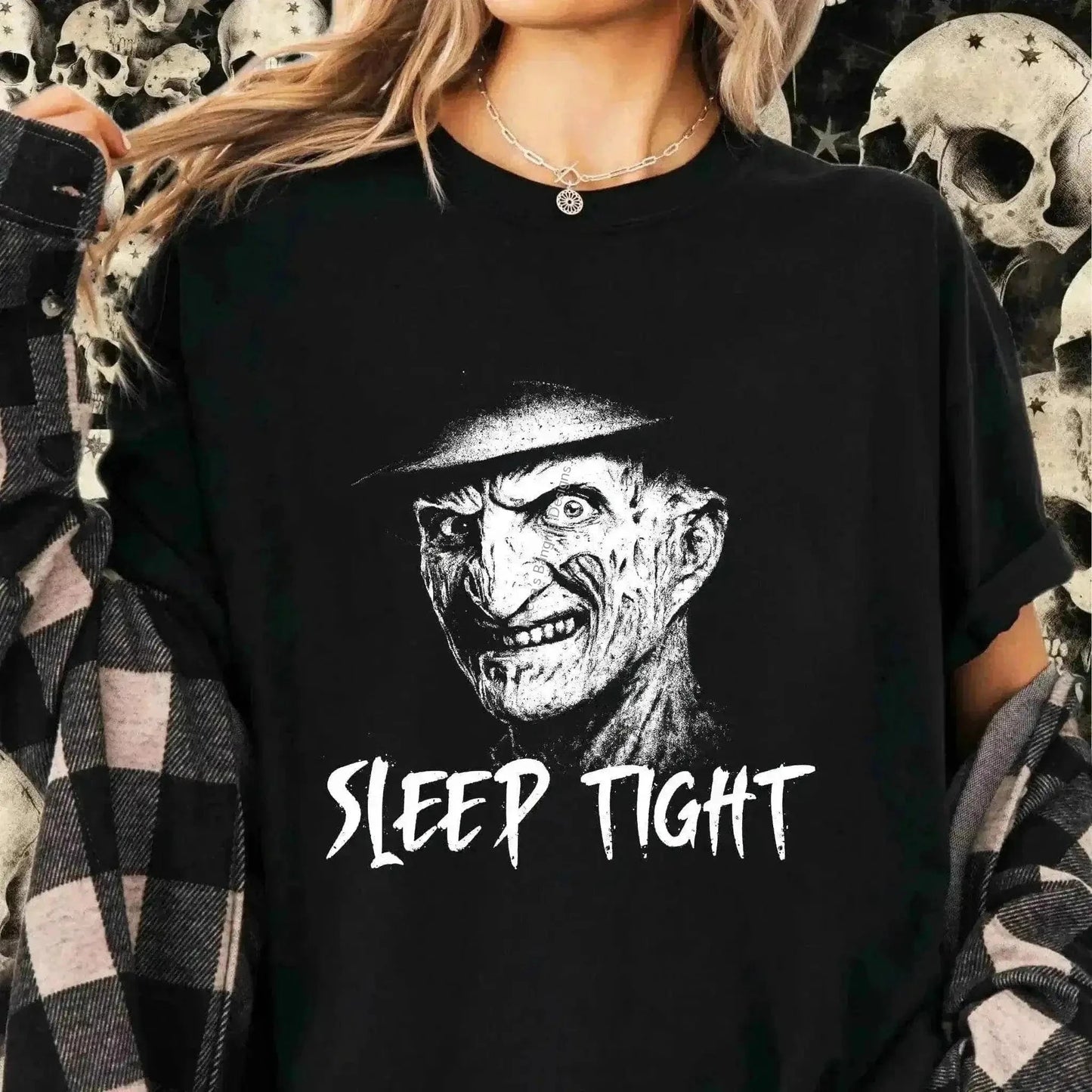 T-Shirt Sleep Tight Horror T-Shirt - Freddy Krueger T-Shirt for Halloween & Scary Movie Fans