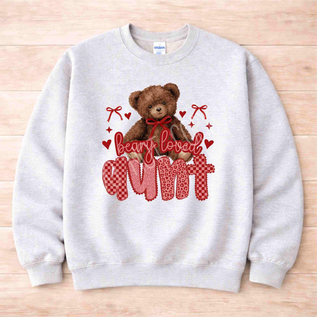 Beary Loved Mama Sweatshirt Comfort Style and Care featuring an adorable teddy bear design and Valentine patterns.