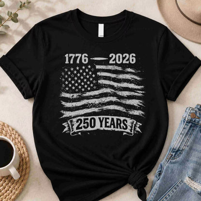 Distressed American Flag 1776-2026 Shirt