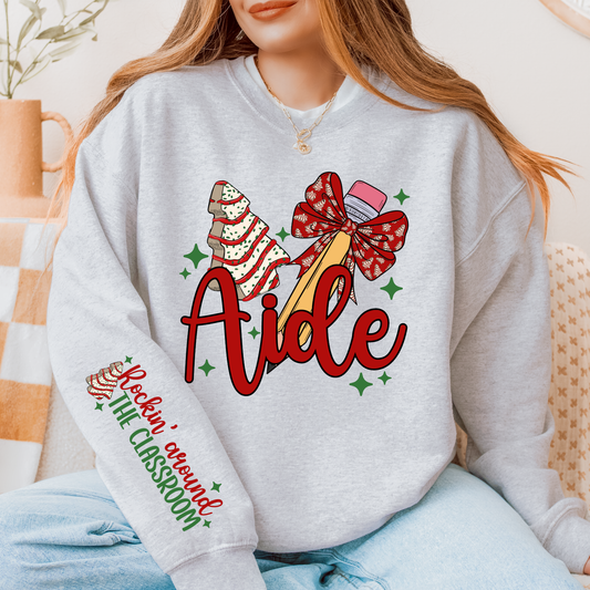 Festive Teacher Aide Sweatshirt – Christmas Classroom Crewneck
