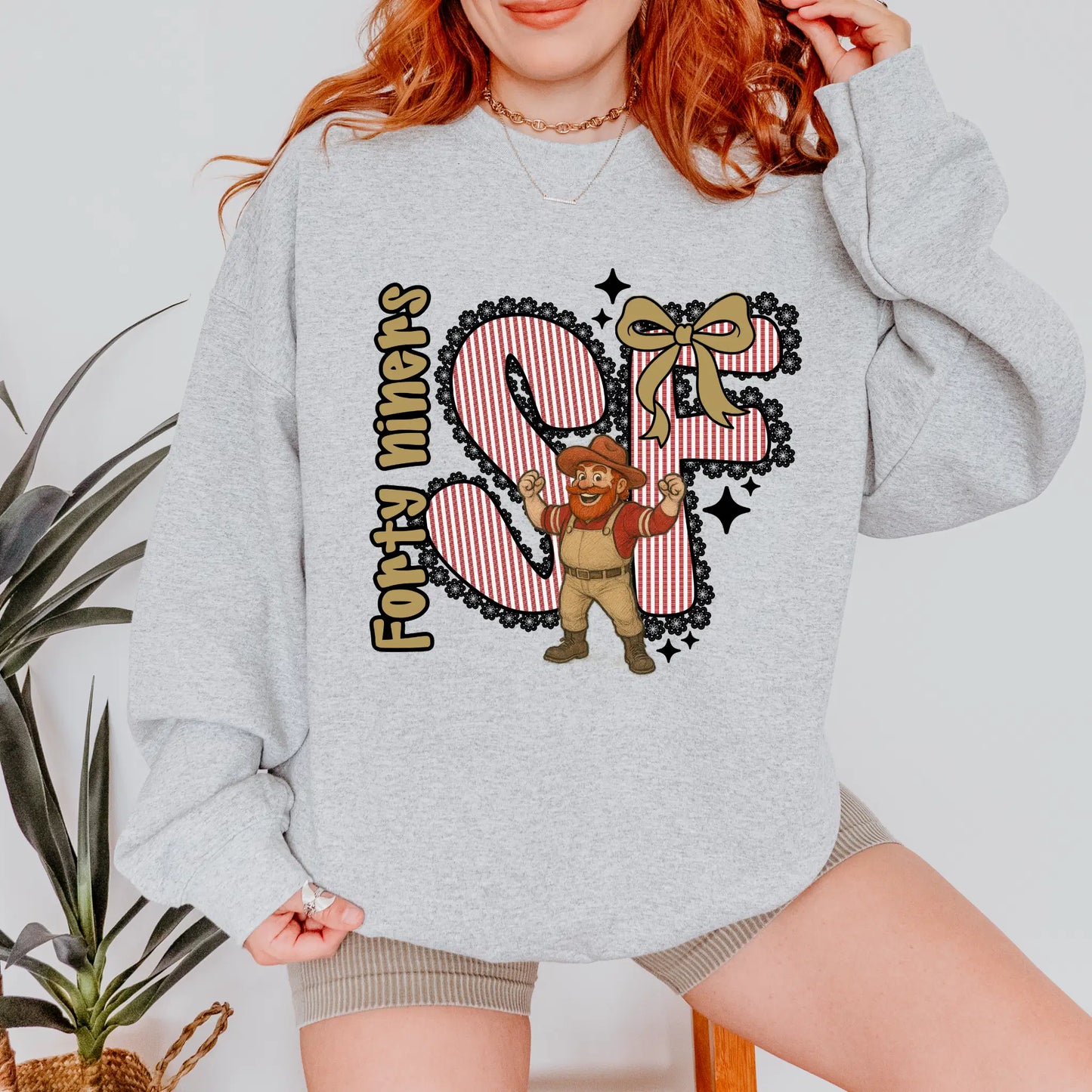 49ers Seersucker Sweatshirt: Vintage Football Sunday Game Day Pullover for Women