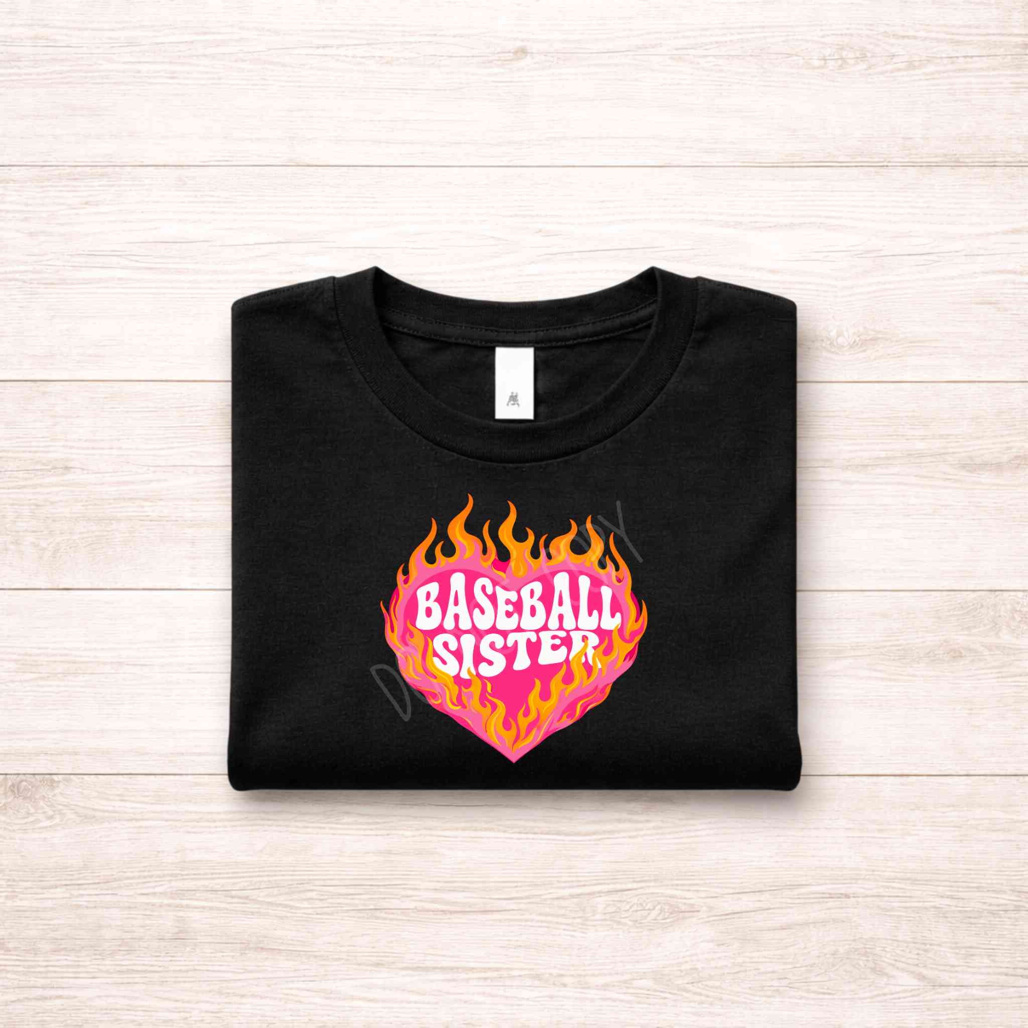 Baseball Family Flaming Heart Shirt – Baseball Mom Sister Nana Aunt Game Day Tee
