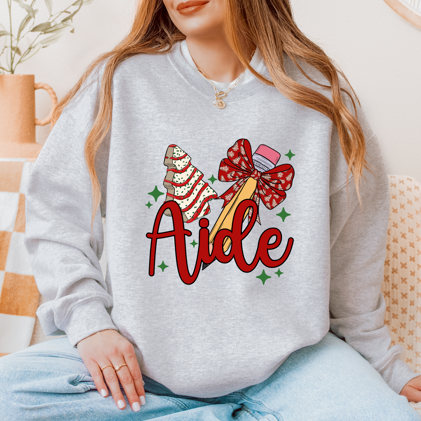 Festive Teacher Aide Sweatshirt – Christmas Classroom Crewneck