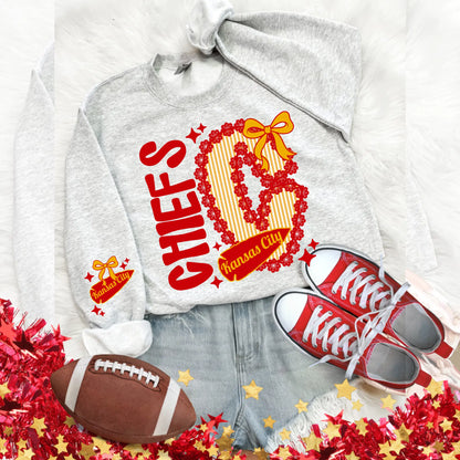 Chiefs Seersucker Sweatshirt: Game Day Style for Football Fans. Kansas City Chiefs pullover for women. 