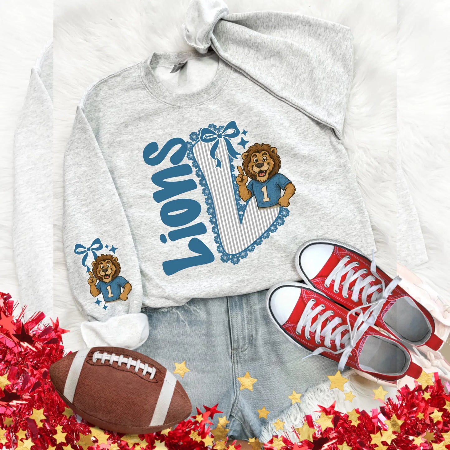 Detroit Lions Seersucker Sweatshirt - Football Game Day Pullover by Becca's Banging Designs