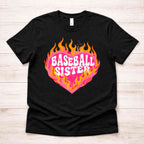 Baseball Family Flaming Heart Shirt – Baseball Mom Sister Nana Aunt Game Day Tee