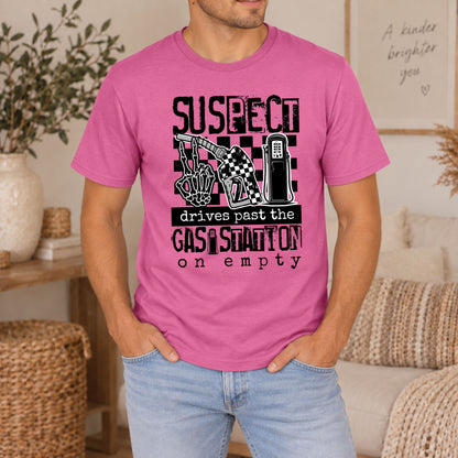 Suspect Drives Past the Gas Station on Empty Graphic Tee