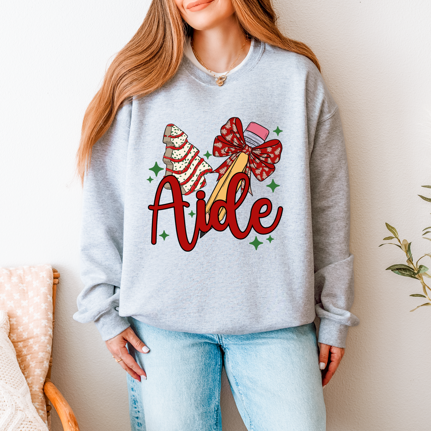 Festive Teacher Aide Sweatshirt – Christmas Classroom Crewneck