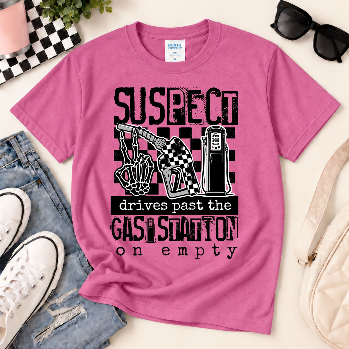 Suspect Drives Past the Gas Station on Empty Graphic Tee