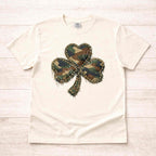 Rustic Camo Shamrock T-Shirt – St. Patrick’s Day Clover Shirt | Vintage Patch Style Shamrock Tee