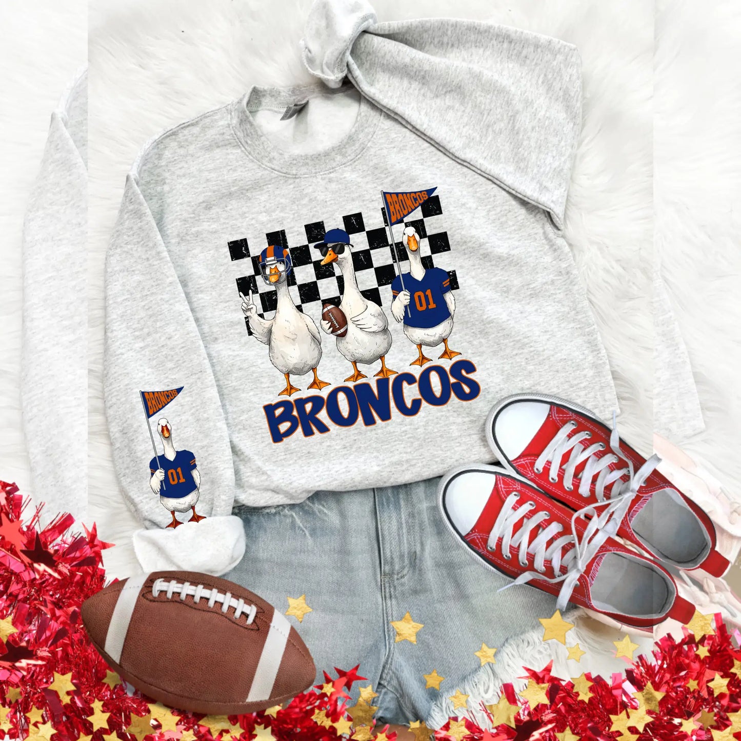 Funny Goose Broncos Sweatshirt - Game Day Crewneck for College Spirit Enthusiasts