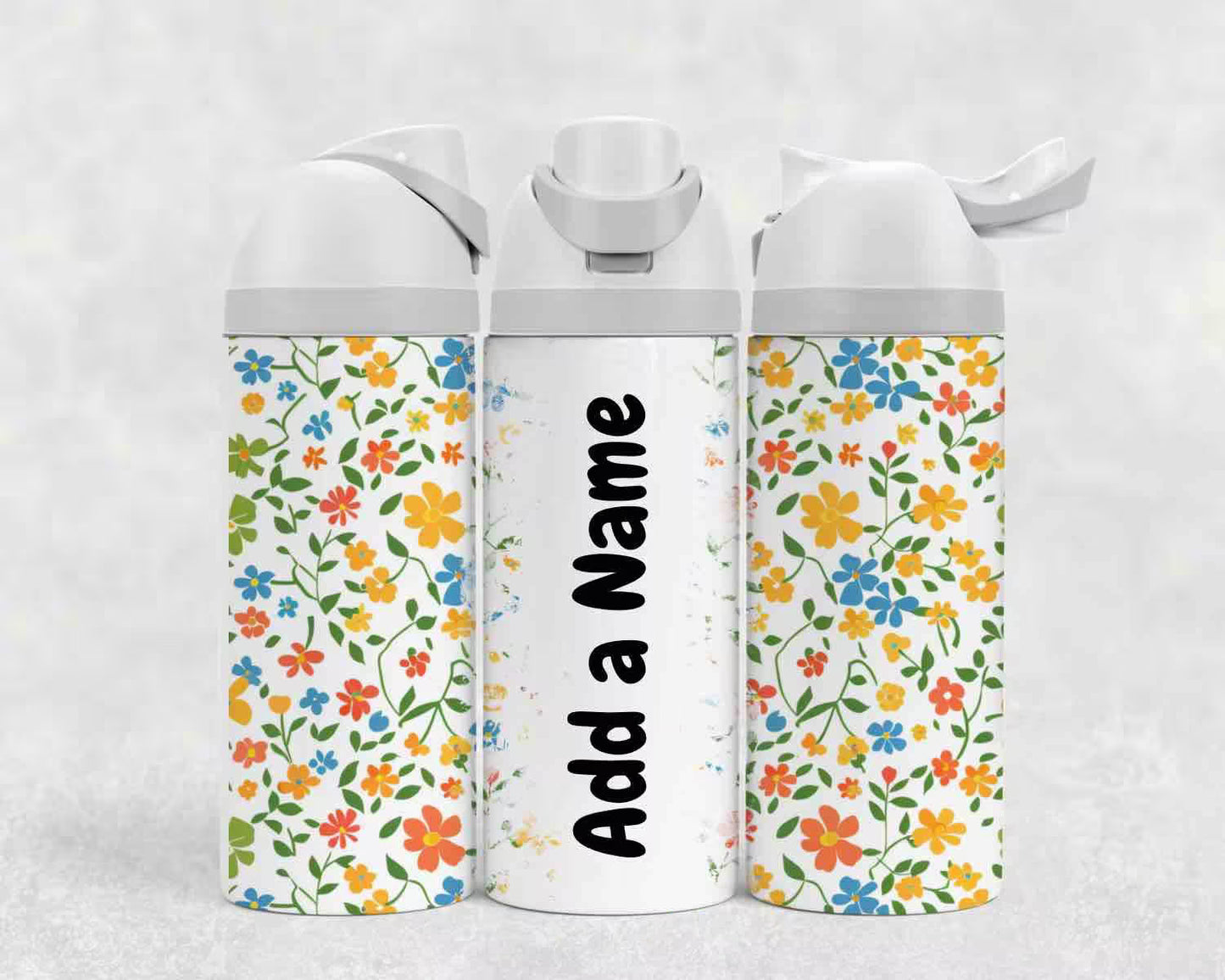 Personalized Floral Kids Water Bottle – Custom Name Tumbler