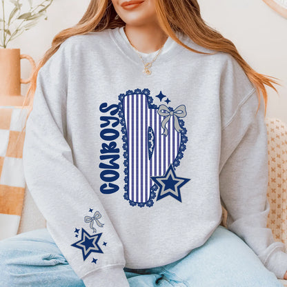 Cowboys Seersucker Sweatshirt: Game Day Style! Football Sunday Pullover. Becca's Banging Designs.