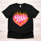 Baseball Family Flaming Heart Shirt – Baseball Mom Sister Nana Aunt Game Day Tee