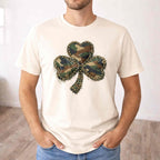 Rustic Camo Shamrock T-Shirt – St. Patrick’s Day Clover Shirt | Vintage Patch Style Shamrock Tee