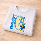 Chargers Mascot Sweatshirt – Personalized School Spirit Crewneck | Blue & Yellow Chargers Apparel