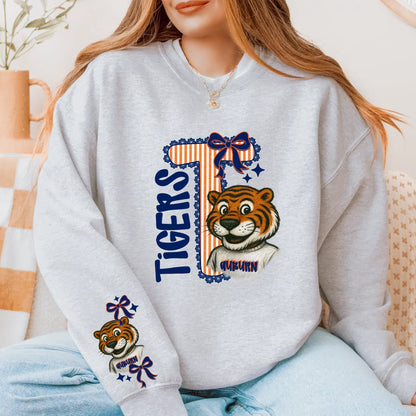 Auburn Tigers Seersucker Game Day Sweatshirt - College Apparel - Women's Fashionable Pullover