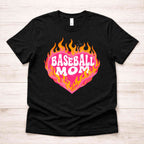 Baseball Family Flaming Heart Shirt – Baseball Mom Sister Nana Aunt Game Day Tee