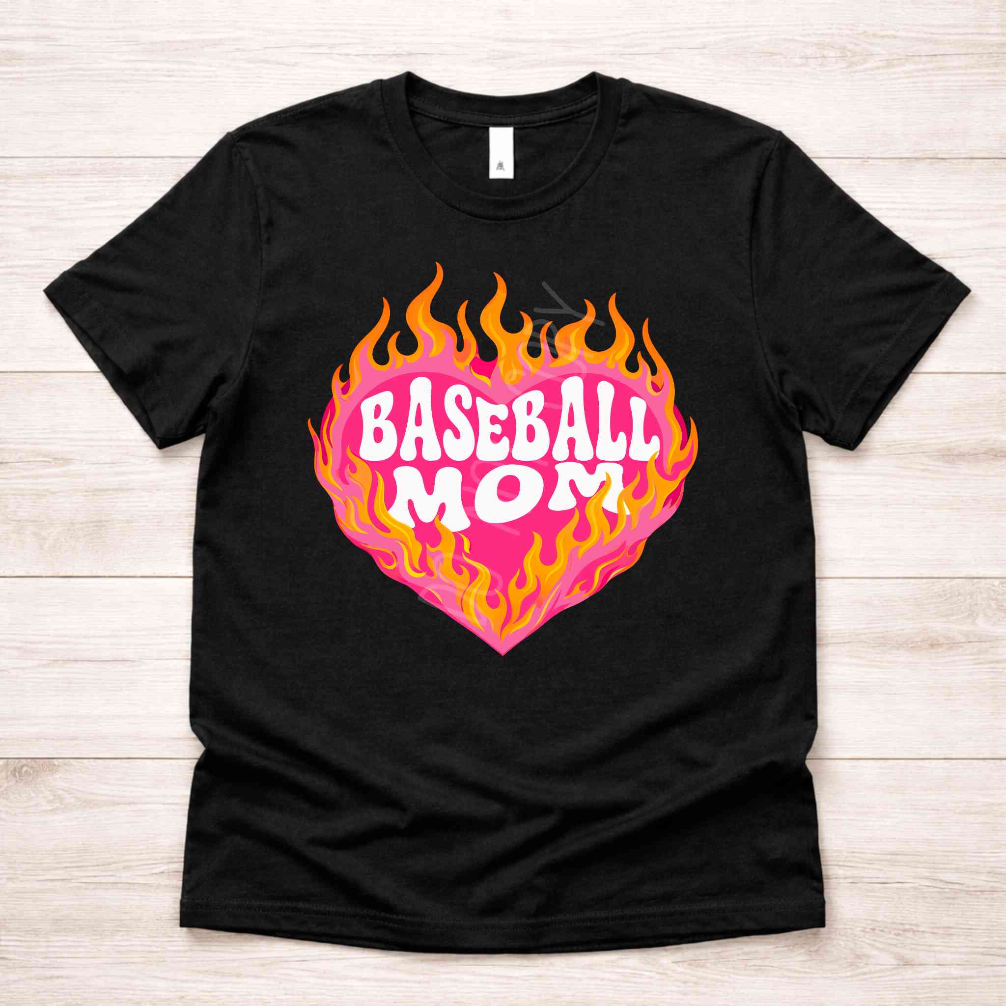Baseball Family Flaming Heart Shirt – Baseball Mom Sister Nana Aunt Game Day Tee