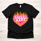 Baseball Family Flaming Heart Shirt – Baseball Mom Sister Nana Aunt Game Day Tee
