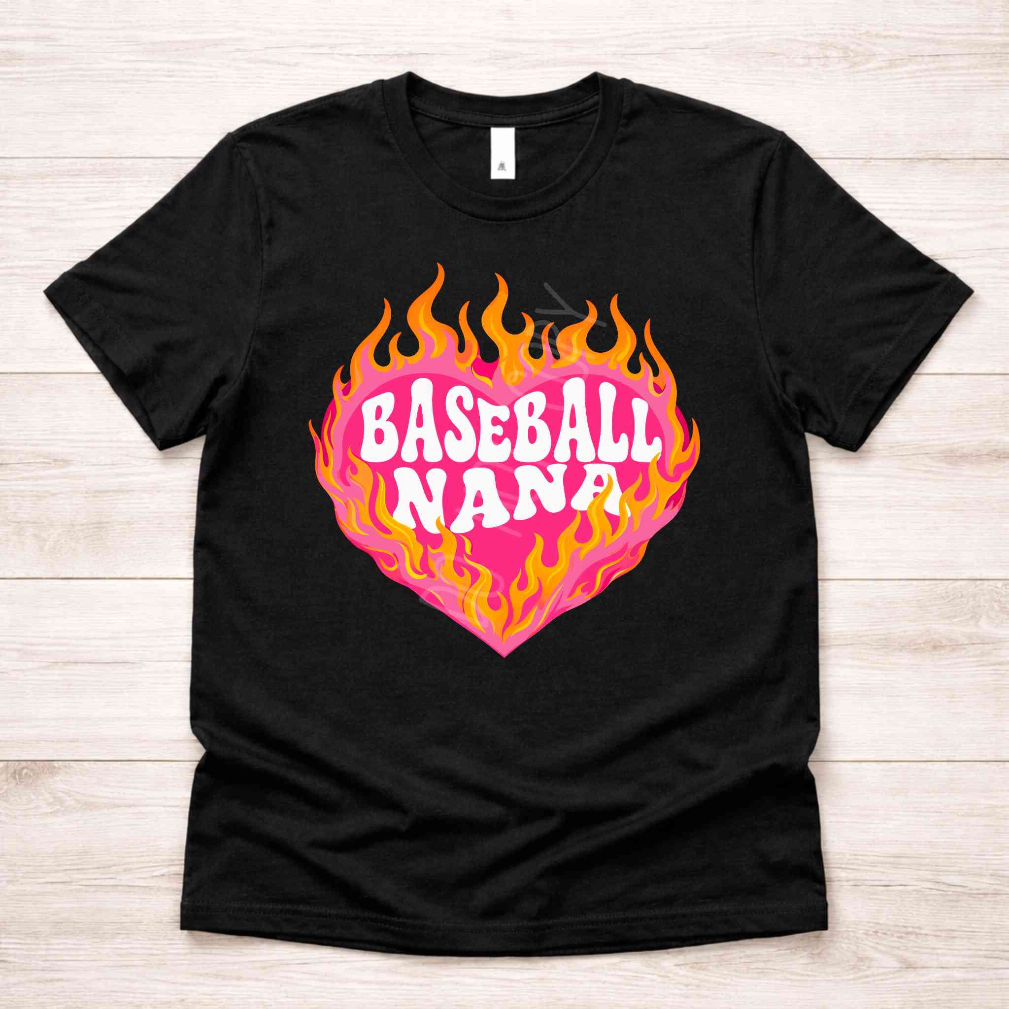 Baseball Family Flaming Heart Shirt – Baseball Mom Sister Nana Aunt Game Day Tee