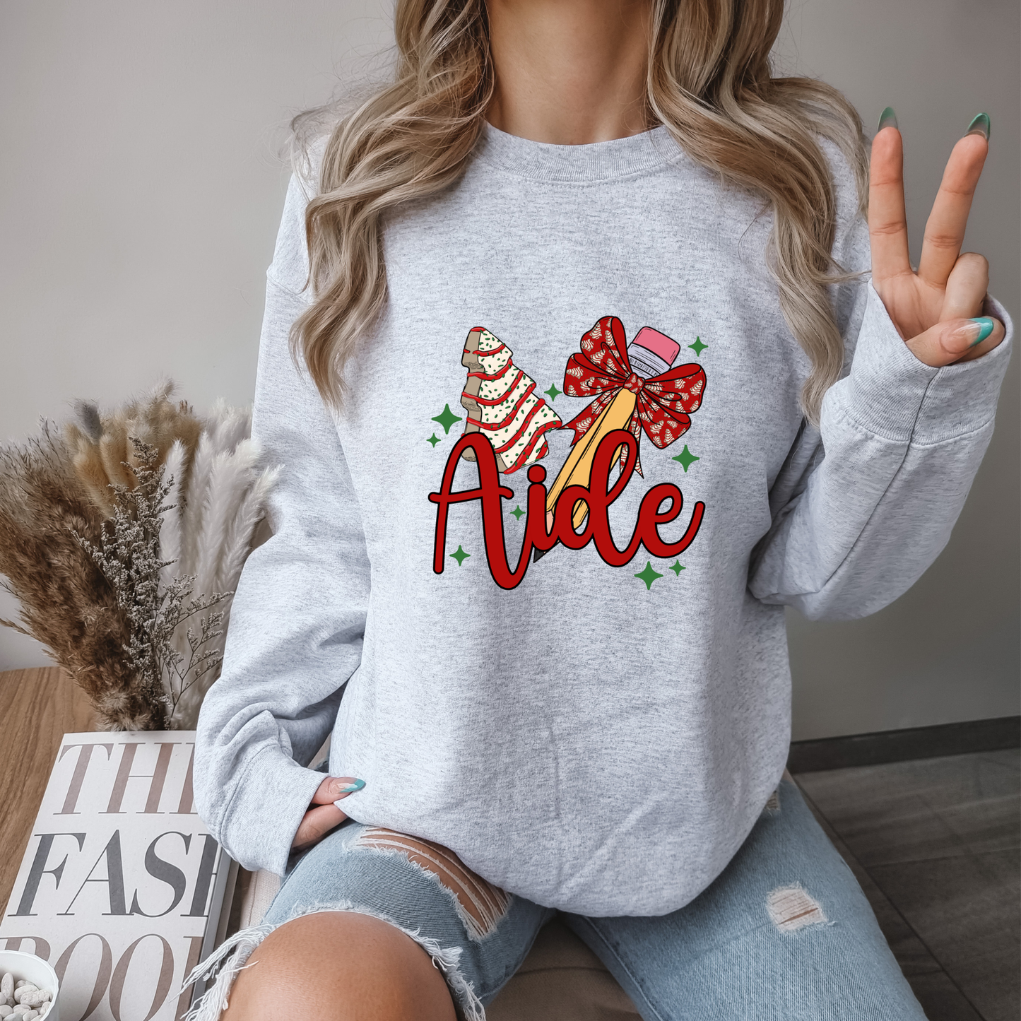 Festive Teacher Aide Sweatshirt – Christmas Classroom Crewneck