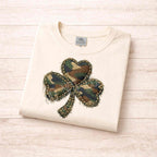 Rustic Camo Shamrock T-Shirt – St. Patrick’s Day Clover Shirt | Vintage Patch Style Shamrock Tee