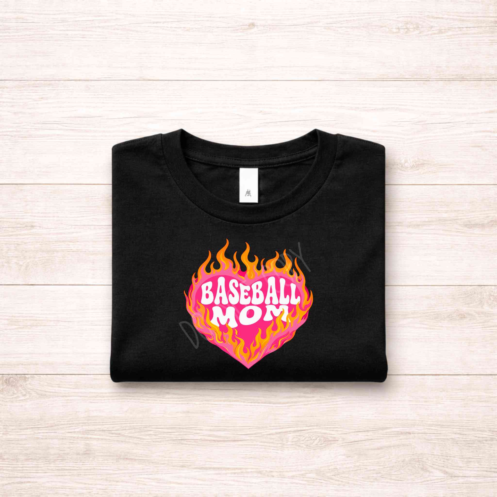Baseball Family Flaming Heart Shirt – Baseball Mom Sister Nana Aunt Game Day Tee