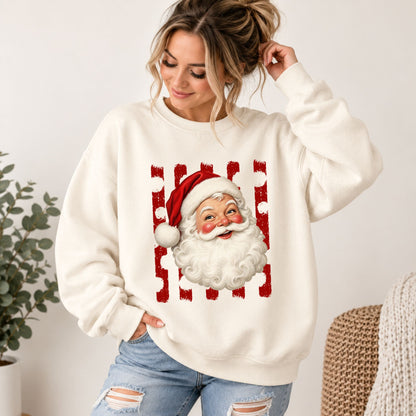 Vintage Santa Christmas Crewneck Sweatshirt | Retro Holiday Graphic