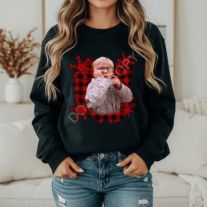 Funny Holiday Plaid Graphic Crewneck