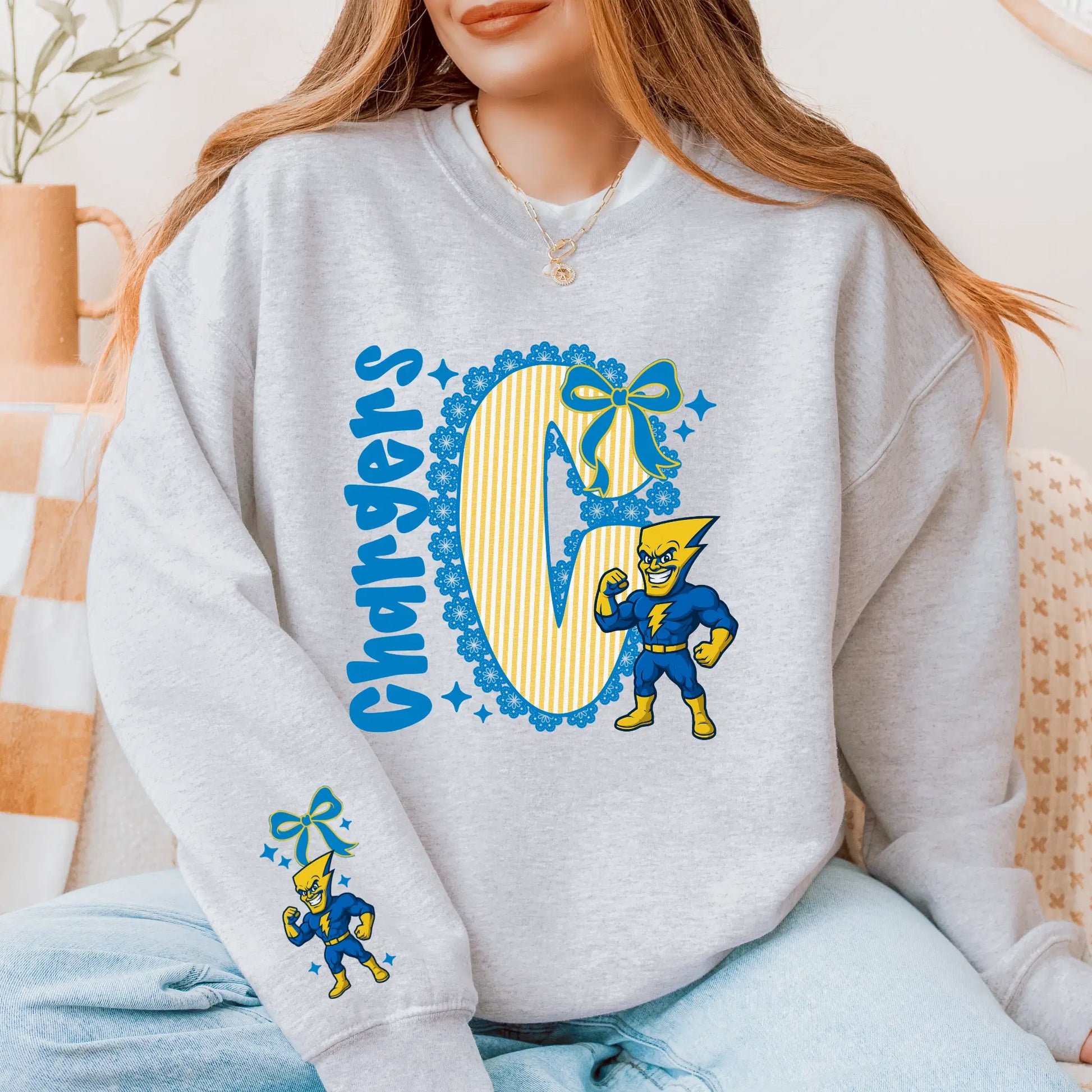 Chargers Seersucker Sweatshirt: Game Day Football Pullover. Chargers Mascot, NFL Apparel, Comfortable, and Stylish, Chargers Team Gear 
