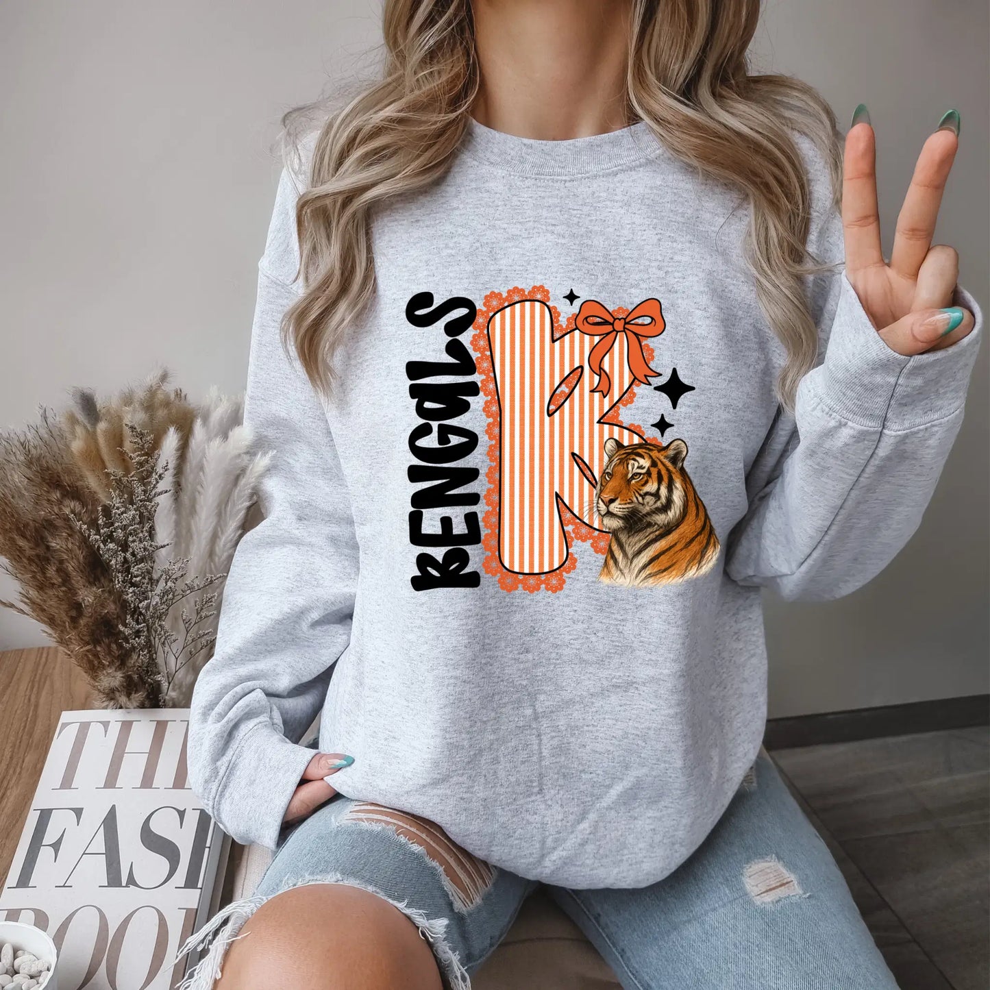 Bengals Seersucker Sweatshirt: Football Sunday Game Day Pullover - Becca's Banging Designs