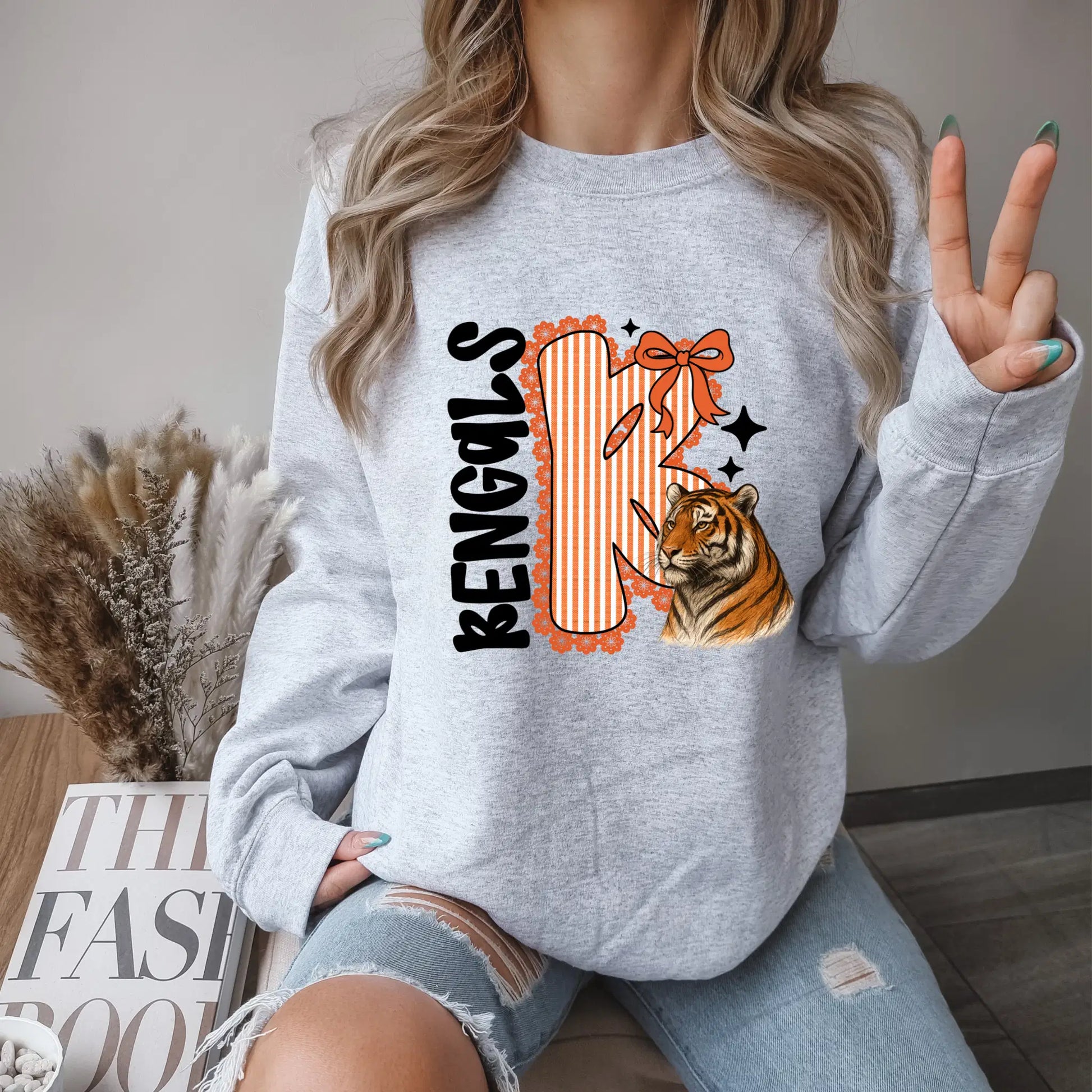 Bengals Seersucker Sweatshirt: Football Sunday Game Day Pullover - Becca's Banging Designs