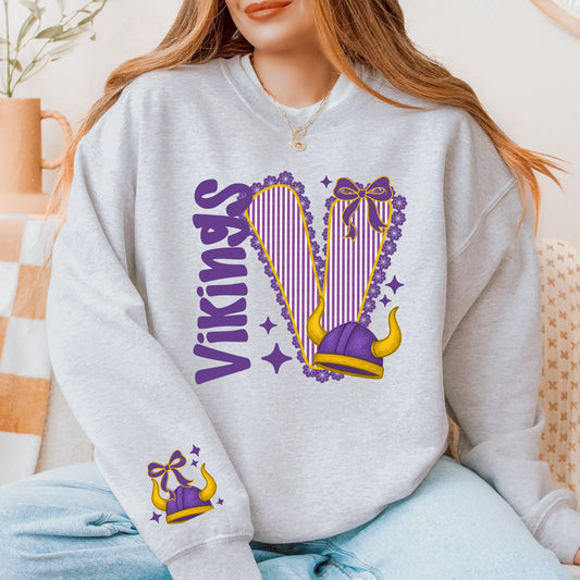 Vikings Seersucker Sweatshirt: Show Your Game Day Pride! NFL Football Crewneck.