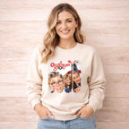 Classic Christmas Movie Sweatshirt featuring a woman wearing a sweatshirt with A Christmas Story graphic.
