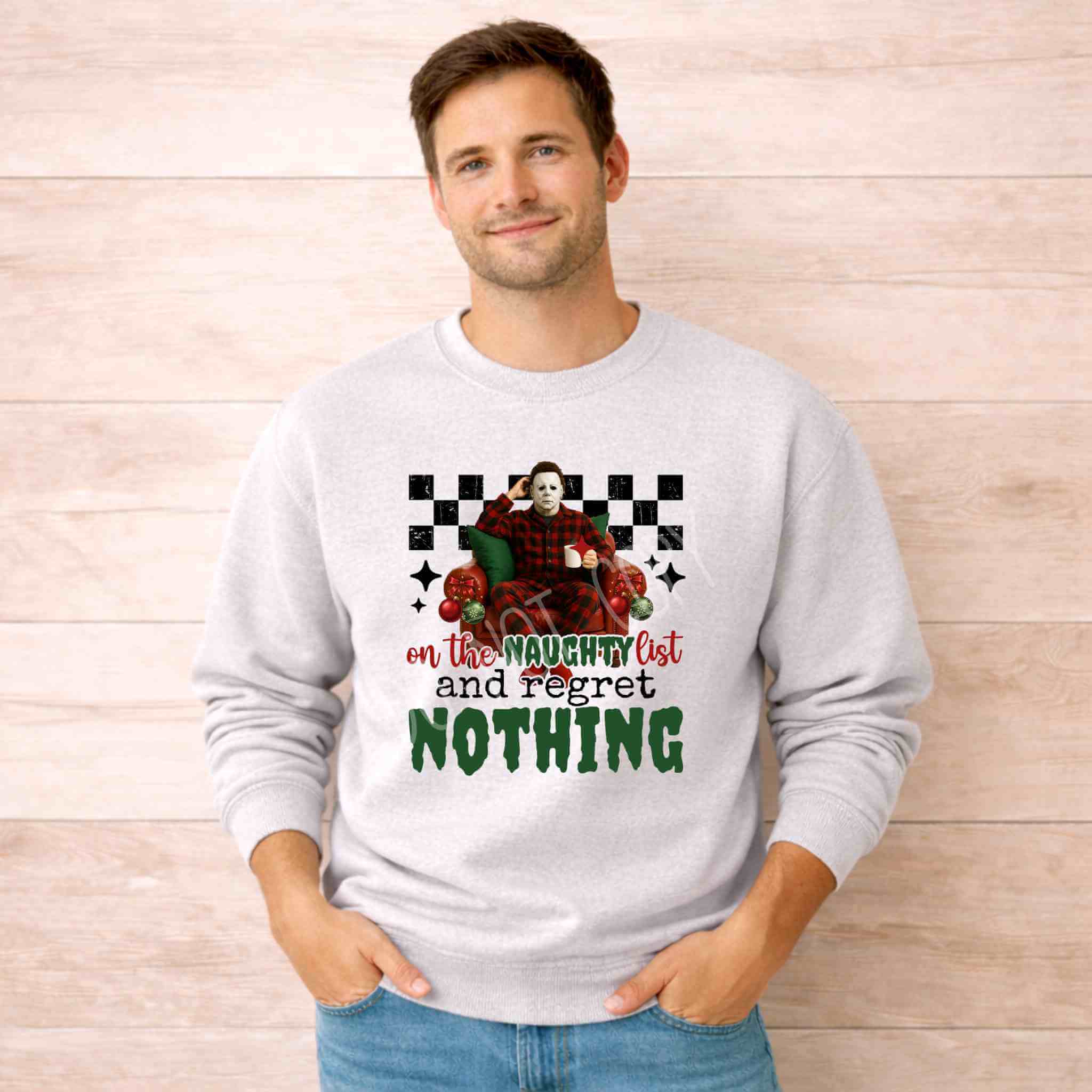 Naughty List Christmas Sweatshirt Holiday Fun and Comfort with funny design for festive gatherings.