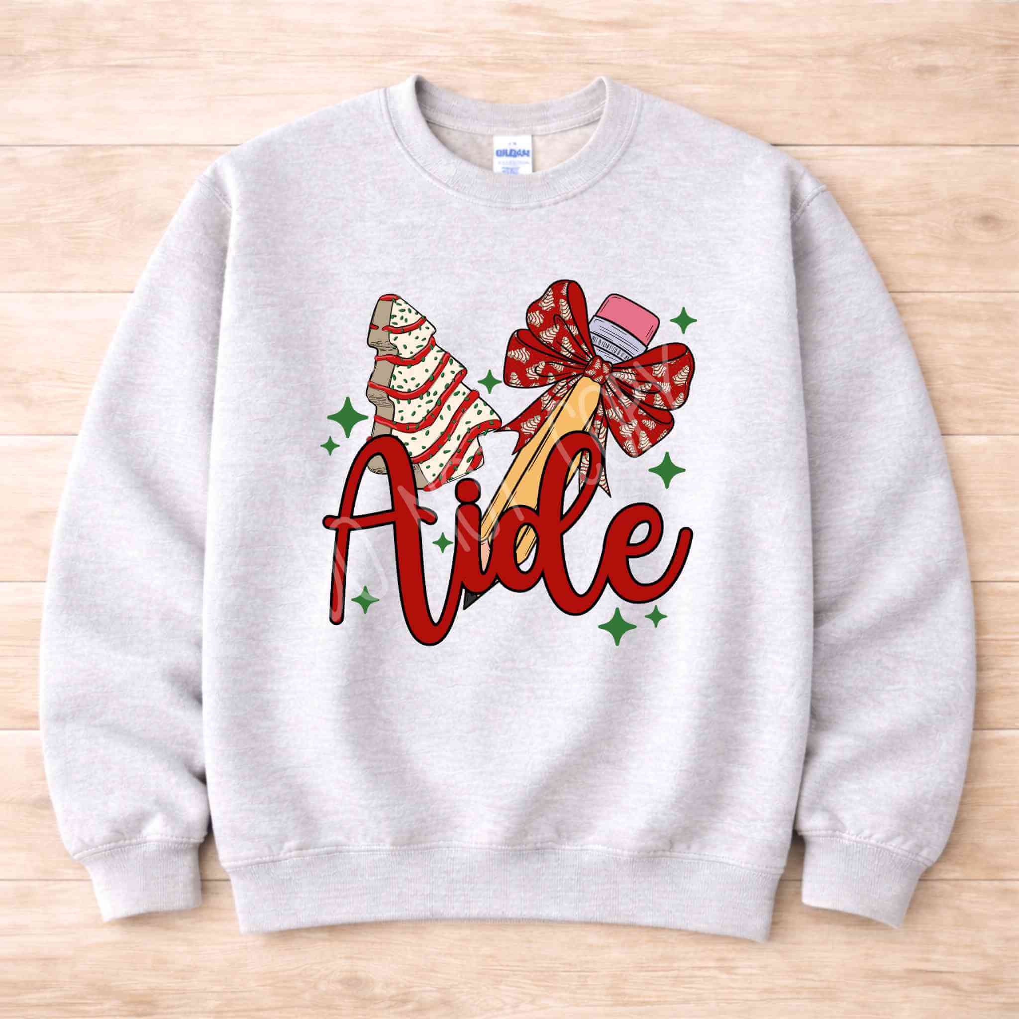 Teacher Aide Christmas Sweatshirt Holiday Comfort and Style featuring festive graphics and cozy design.