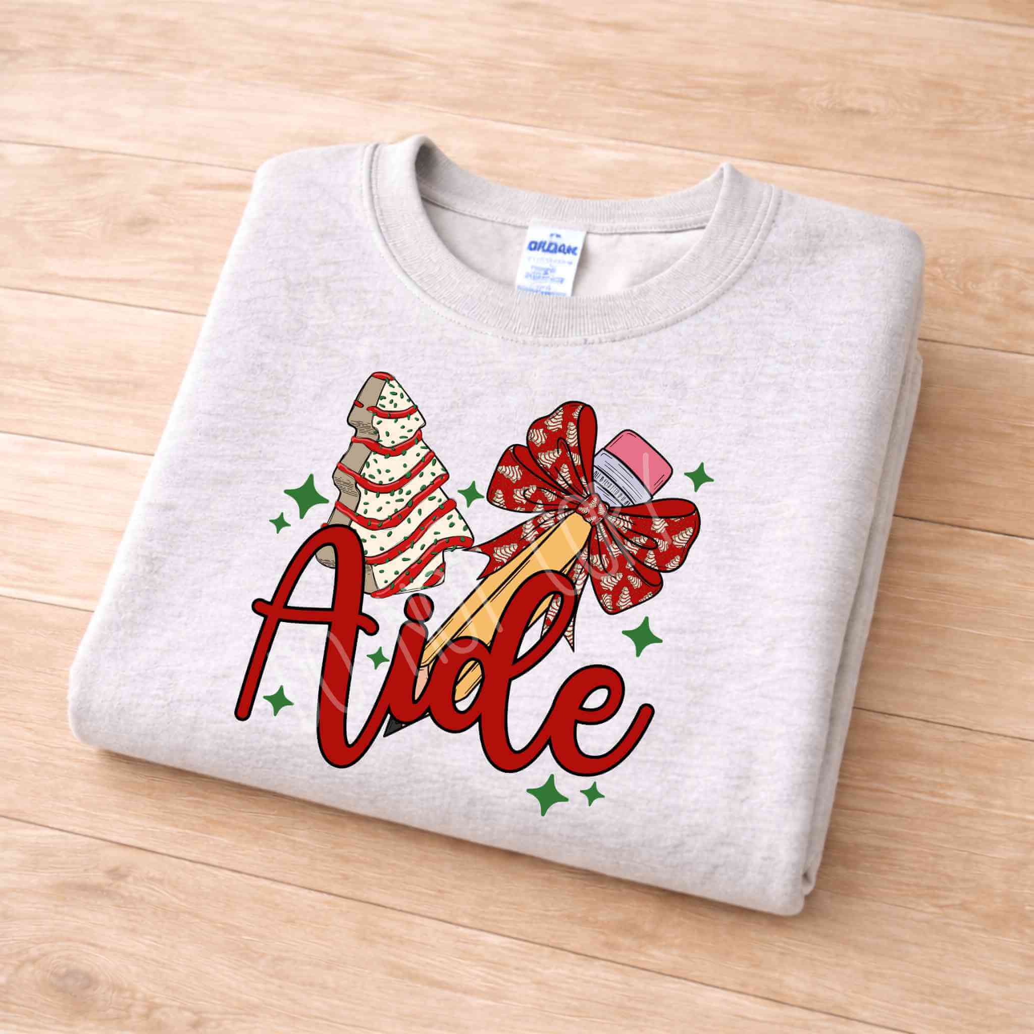 Teacher Aide Christmas Sweatshirt Holiday Comfort and Style with festive holiday graphics on a cozy crewneck.