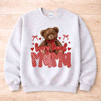Beary Loved Mama Sweatshirt Comfort Style and Care featuring a teddy bear and Valentine's design.