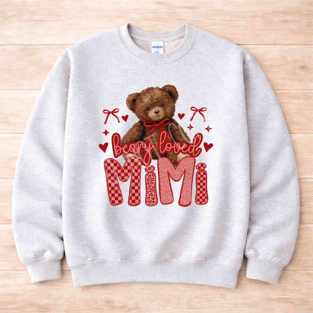 Beary Loved Mama Sweatshirt Comfort Style and Care featuring a teddy bear and festive design for Valentine’s Day.