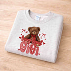 Beary Loved Mama Sweatshirt Comfort Style and Care with cute teddy bear and hearts design.